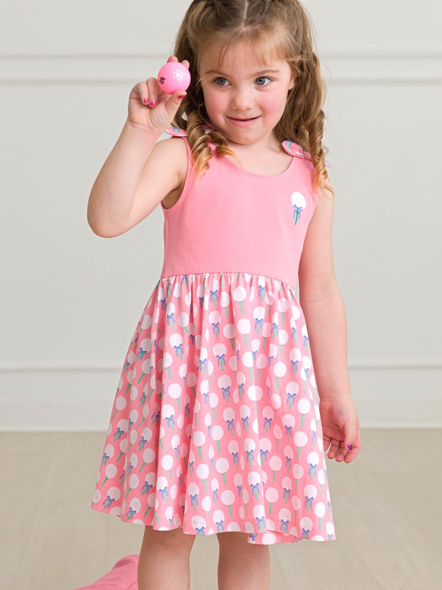 Pink Tee Time Tie Shoulder Twirl Dress