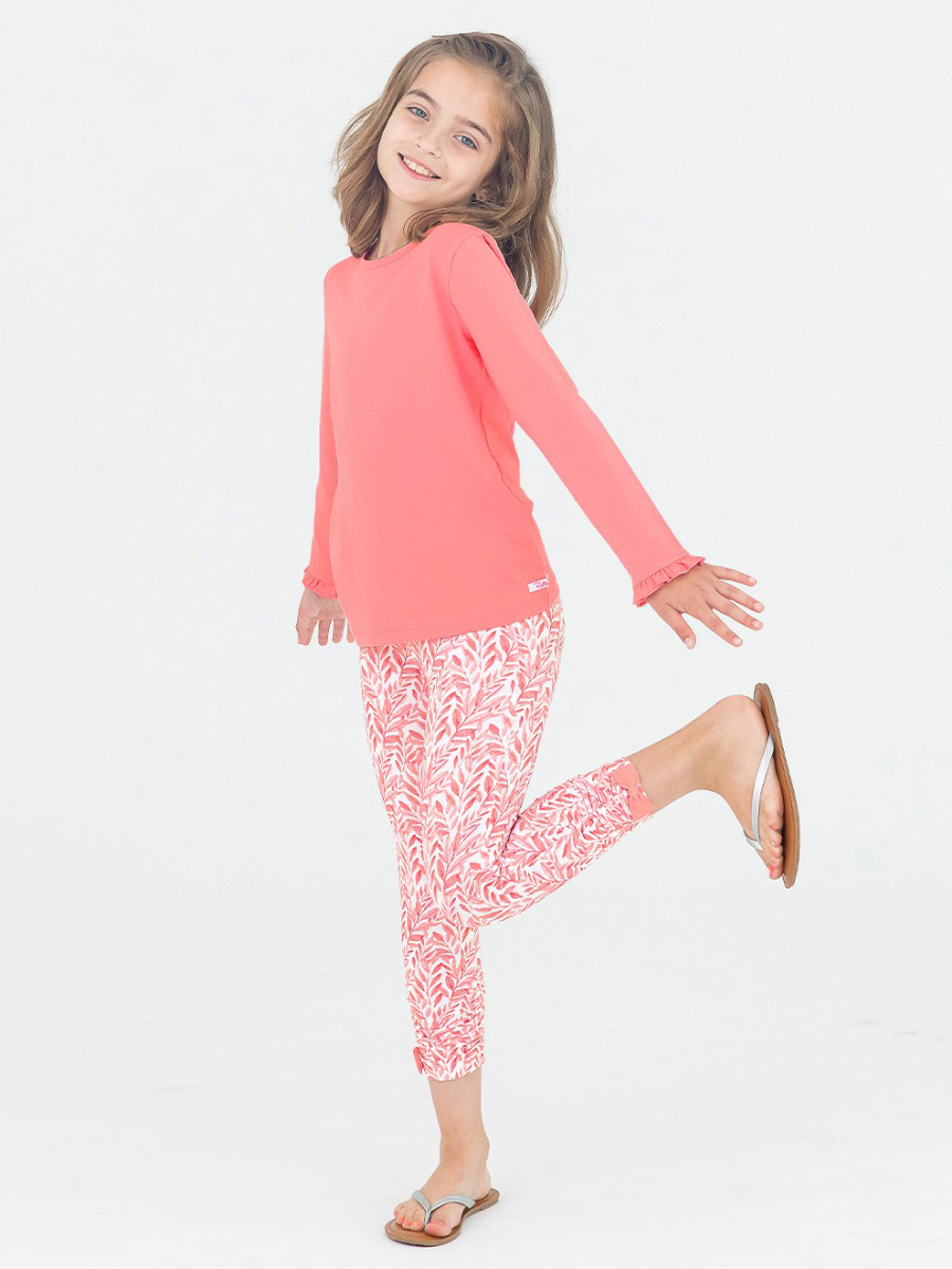 Seaside Cove Kids Knit Ruched Bow Capri Leggings