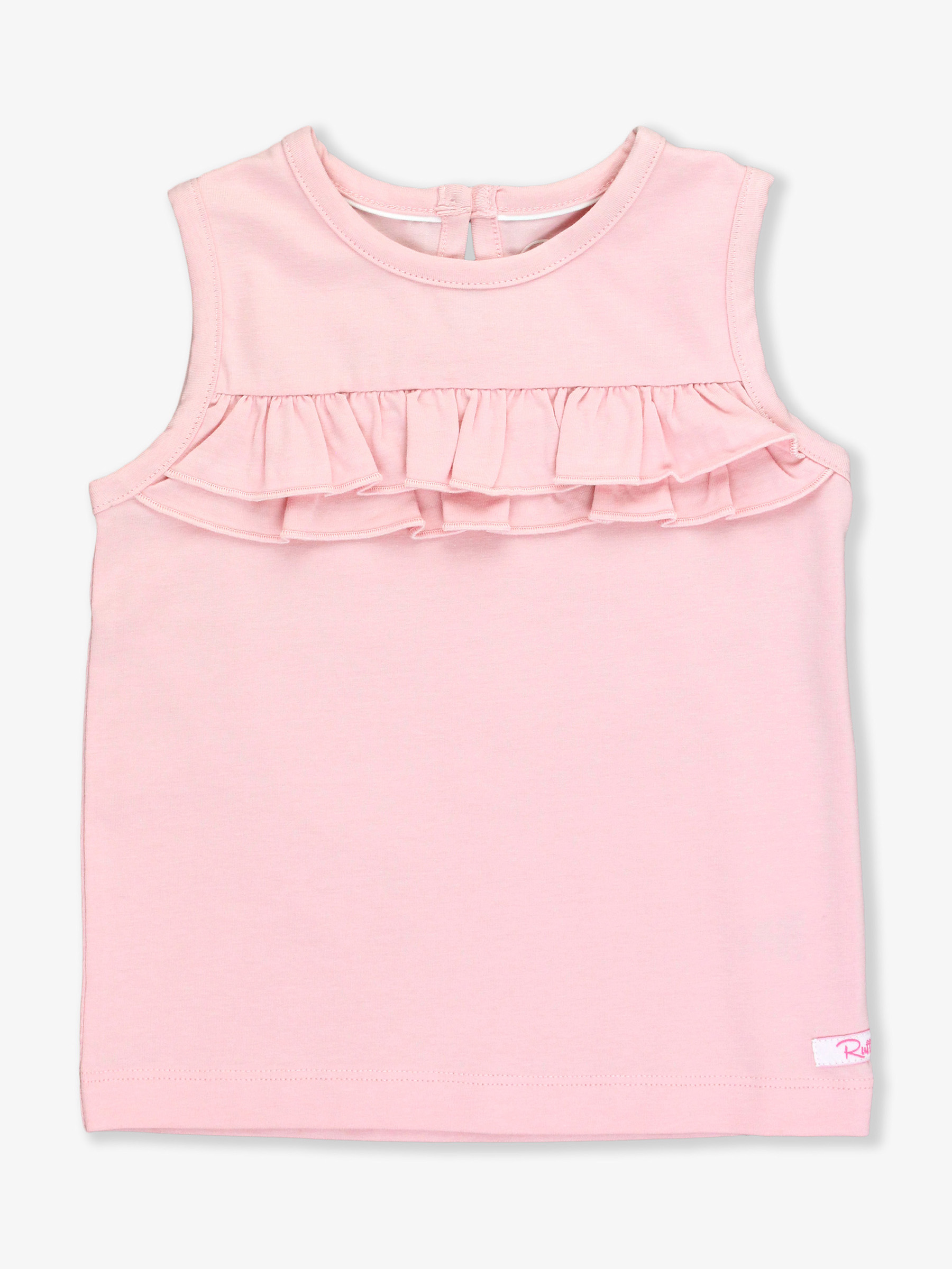 Pink Knit Ruffle Trim Tank