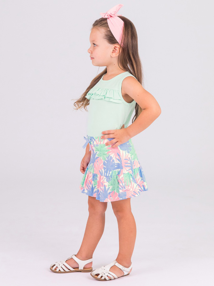 Mint Ruffle Tank & Pastel Palms Ruffle Skort Set