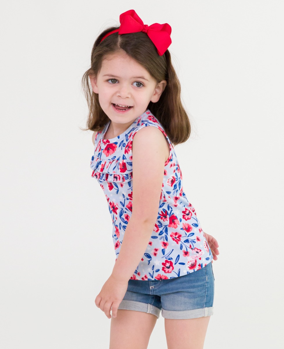 Morning Glory Knit Ruffle Trim Tank