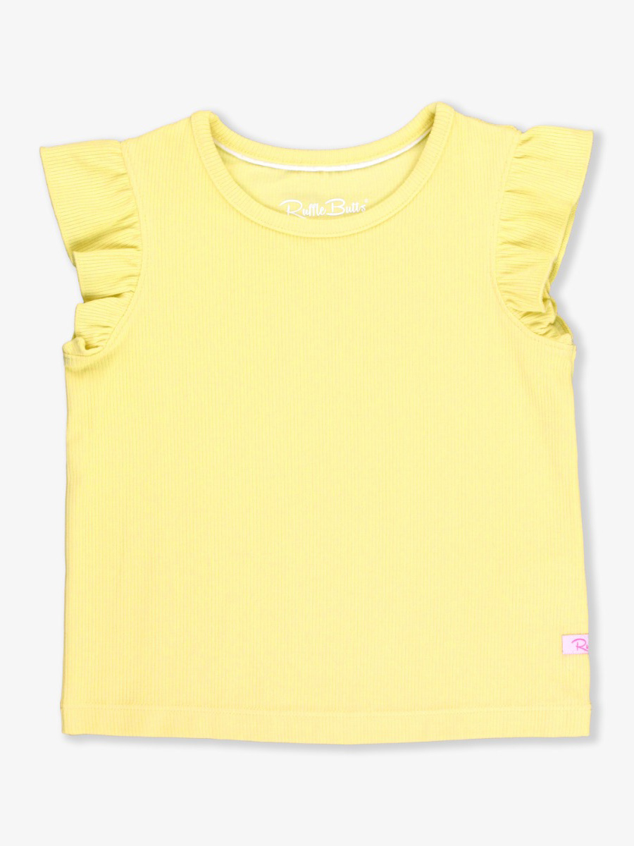 Banana Rib Knit Flutter Sleeve Top