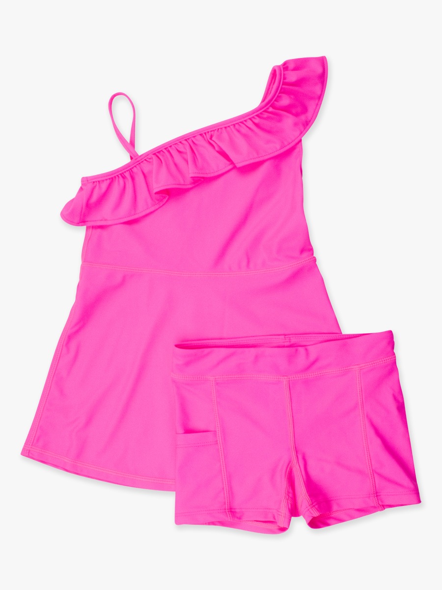 Neon Magenta Active Tennis Dress and Bike Short Set