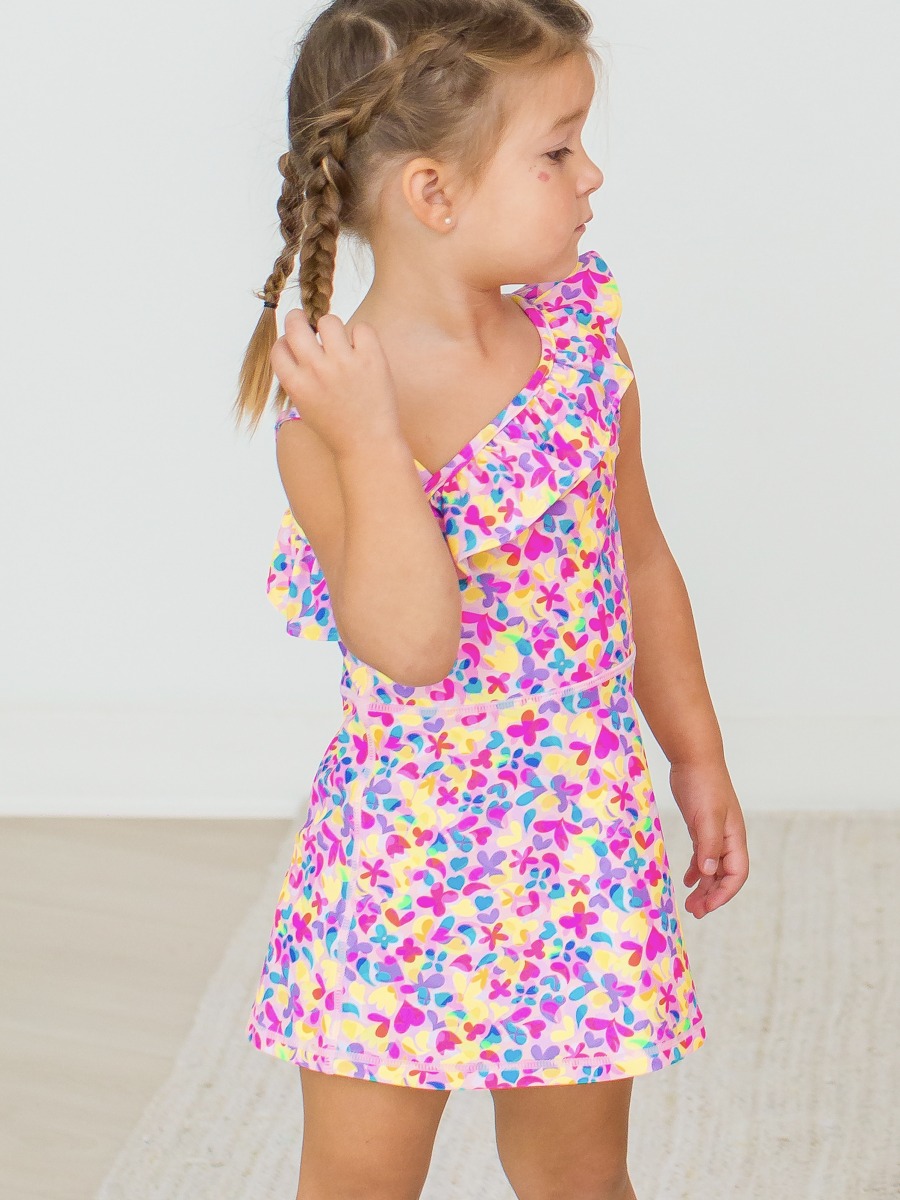Vibrant Neon Active Tennis Dress and Bike Short Set
