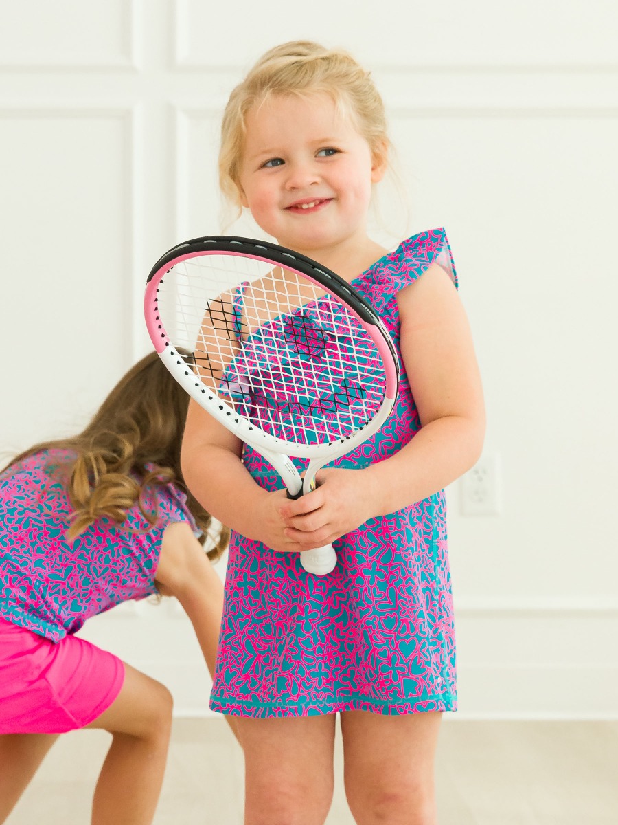 Neon Glow Active Tennis Dress and Bike Short Set
