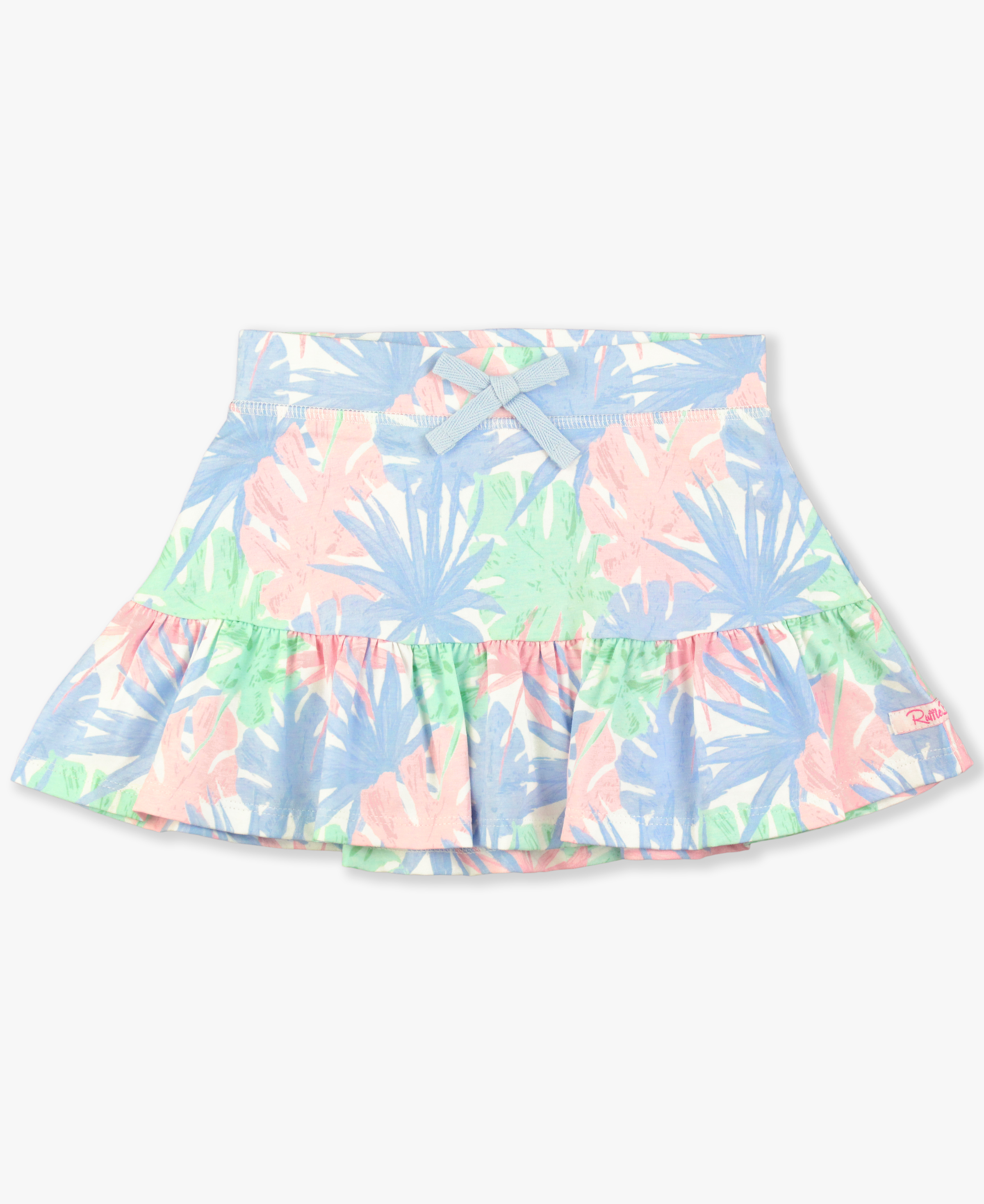 Pastel Palms Knit Ruffle Skort