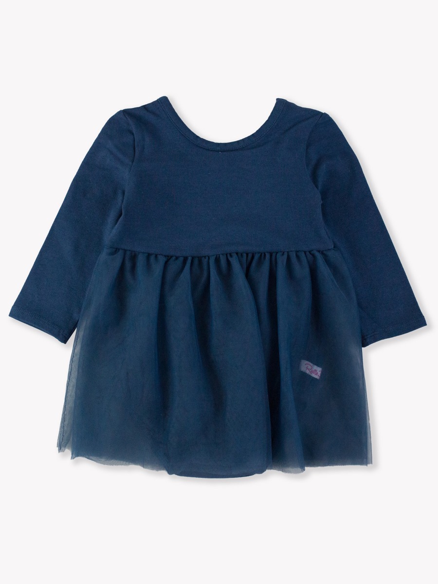 Dark Navy Long Sleeve Tulle Skirted Romper - 12-18m