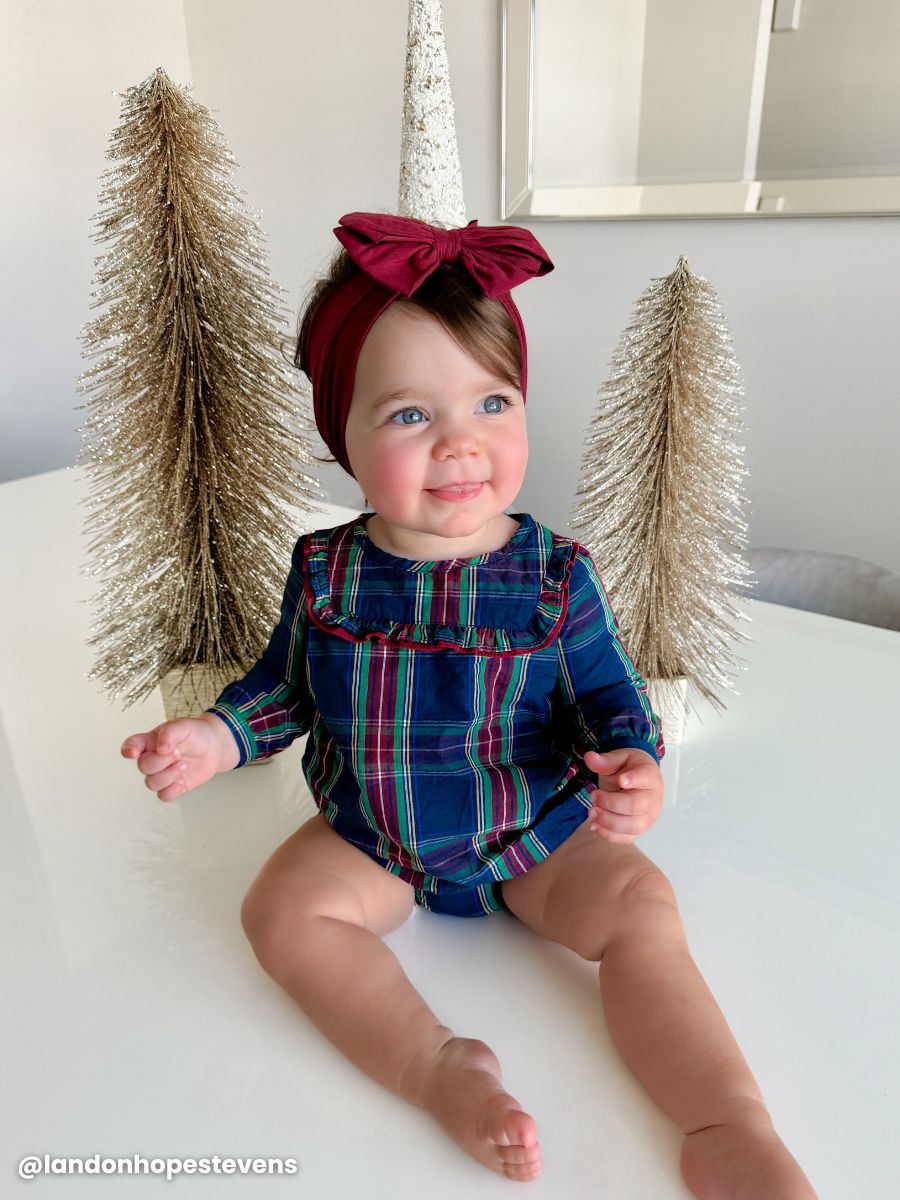 Winter Nights Plaid Long Sleeve Ruffle Yoke Top