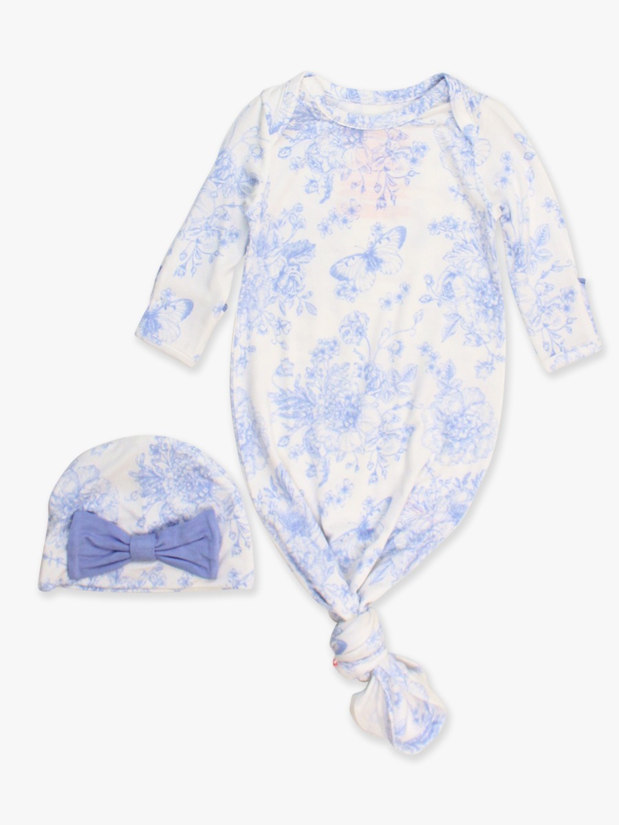 Ruffle Knotted Sleep Gown & Hat Set