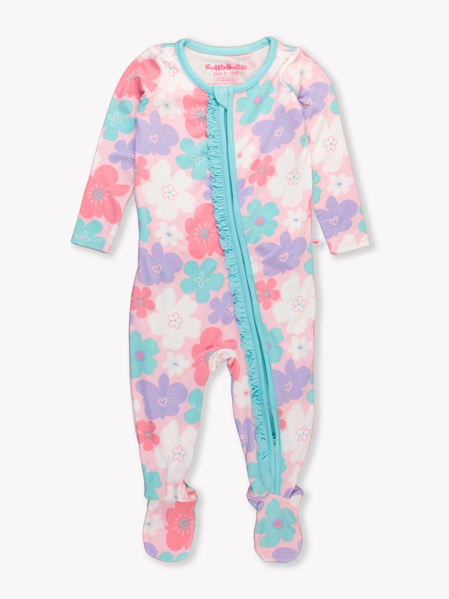 Groovy Garden Ruffle One Piece Footie Pajamas