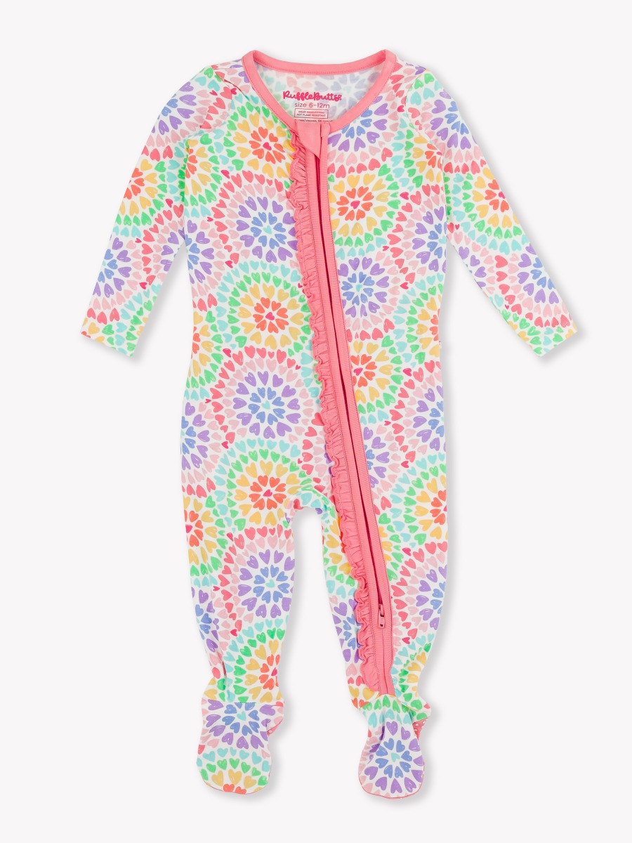 Kaleidoscope Hearts Ruffle One Piece Footie Pajamas