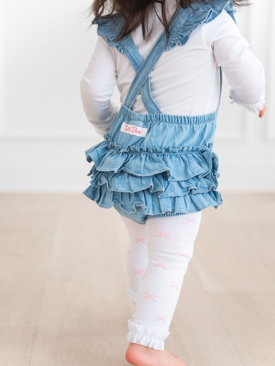 Light Wash Flutter Overall Romper