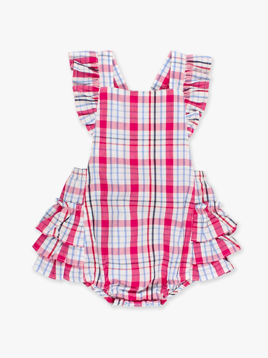 Adley Plaid Flutter Overall Romper