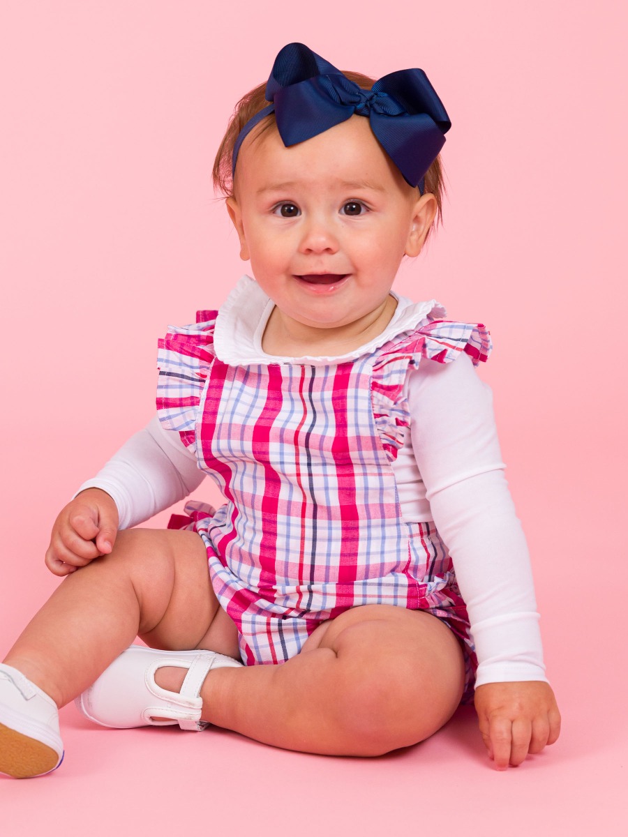 Adley Plaid Flutter Overall Romper