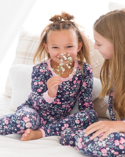 Moonlit Meadow Toddler Ruffle Long Sleeve Pajama Set, Bamboo Viscose
