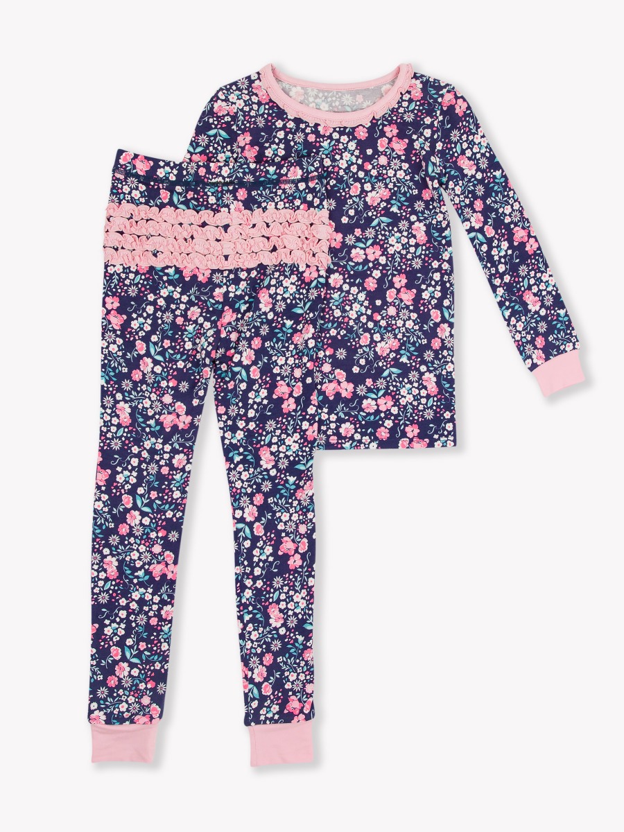 Moonlit Meadow Toddler Ruffle Long Sleeve Pajama Set, Bamboo Viscose