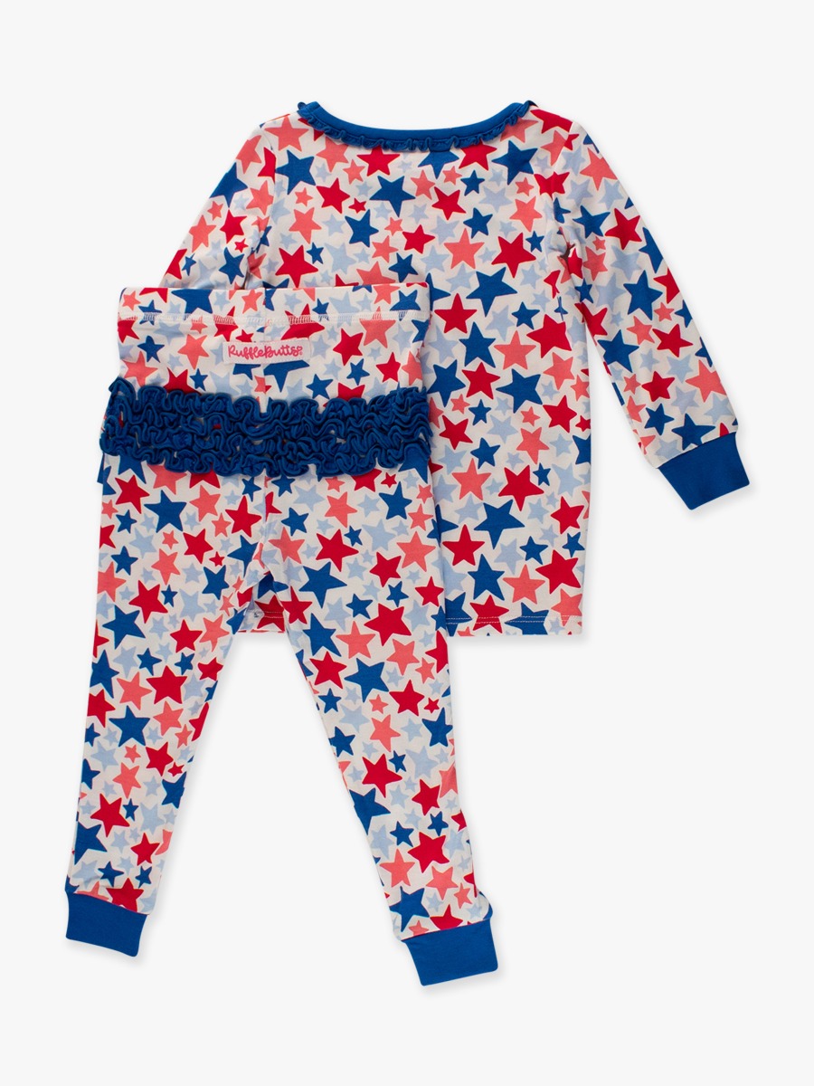Star-Spangled Toddler Ruffle Long Sleeve Pajama Set, Bamboo Viscose