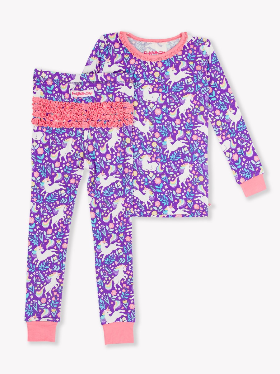 Unicorn Meadow Toddler Ruffle Long Sleeve Pajama Set