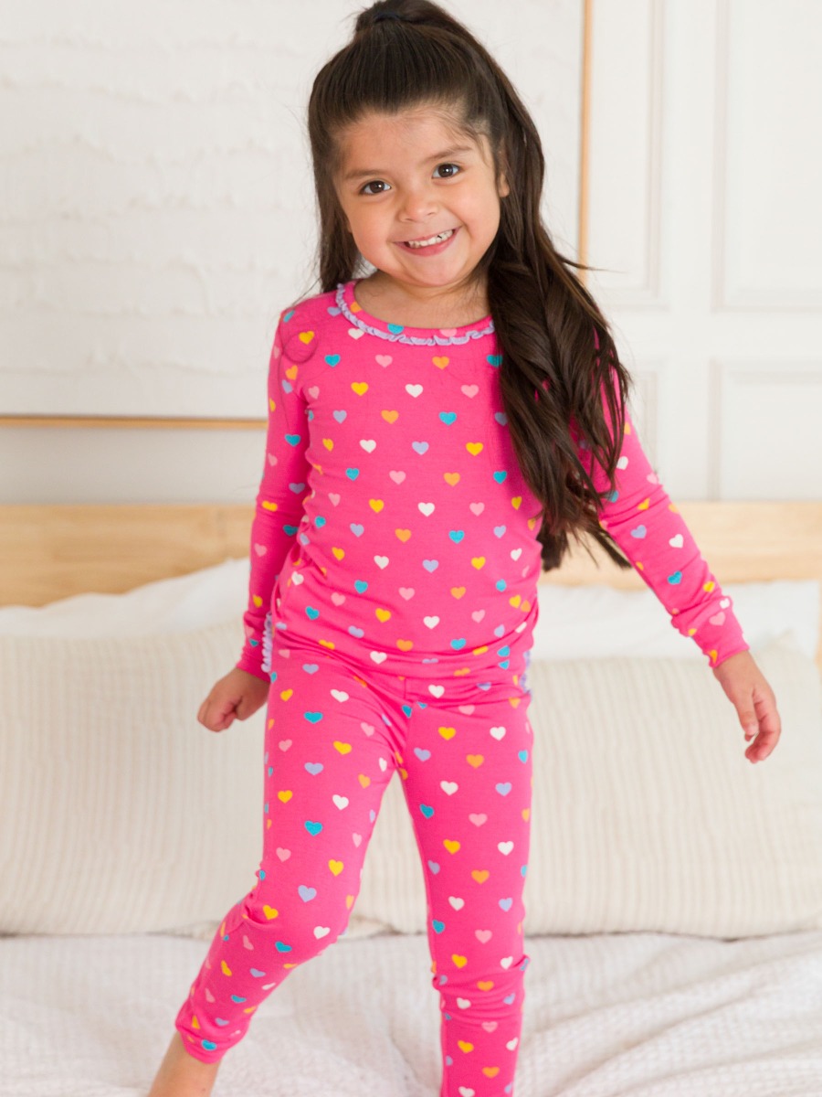 Colorful Hearts Toddler Ruffle Long Sleeve Pajama Set