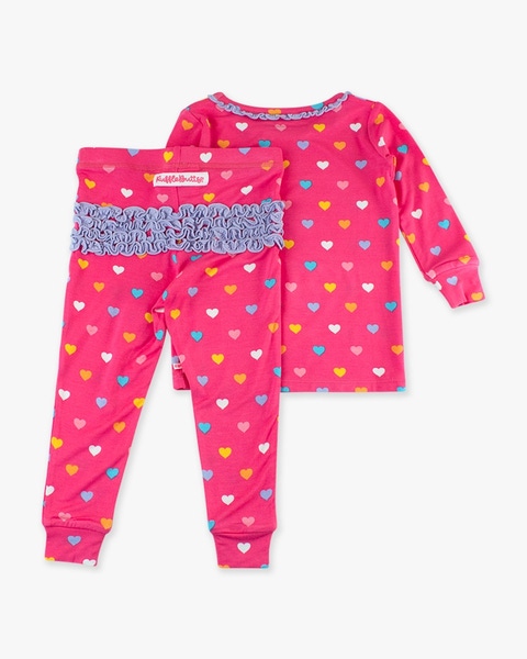 Colorful Hearts Toddler Ruffle Long Sleeve Pajama Set