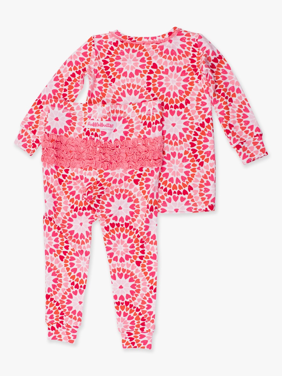 Pink Kaleidoscope Hearts Toddler Ruffle Long Sleeve Pajama Set