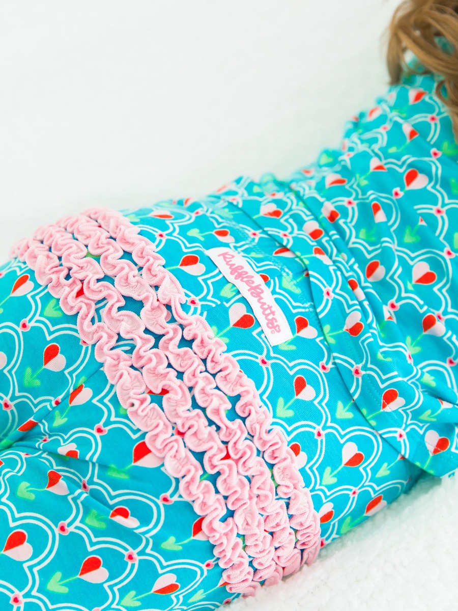 Sweetheart Blooms Toddler Ruffle Long Sleeve Pajama Set, Bamboo Viscose