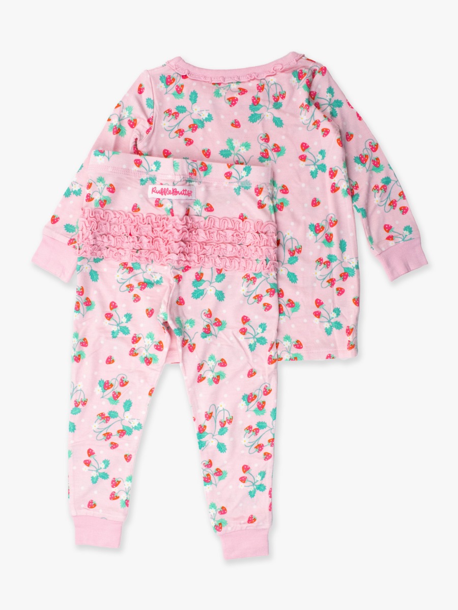 Sweet As Strawberries Toddler Ruffle Long Sleeve Pajama Set