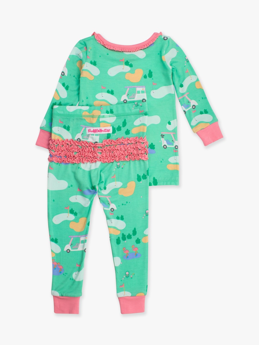 Fairway Flamingo Toddler Ruffle Long Sleeve Pajama Set, Bamboo Viscose