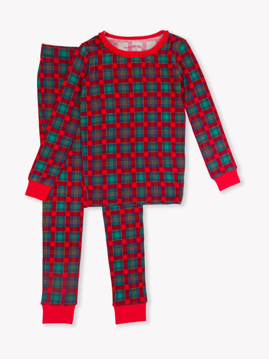Merry Memories Plaid Ruffle Long Sleeve Pajama Set