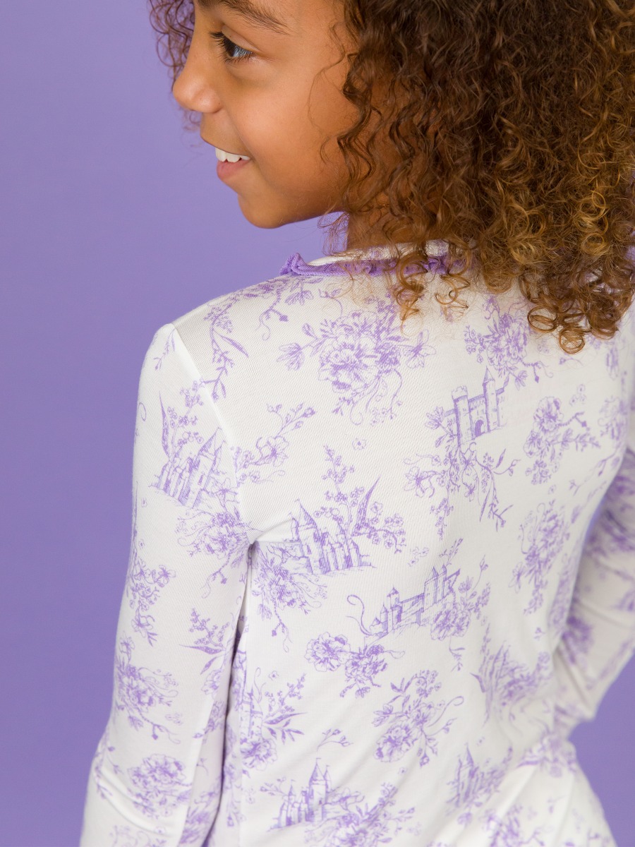 Princess Castle Toile Ruffle Long Sleeve Pajama Set