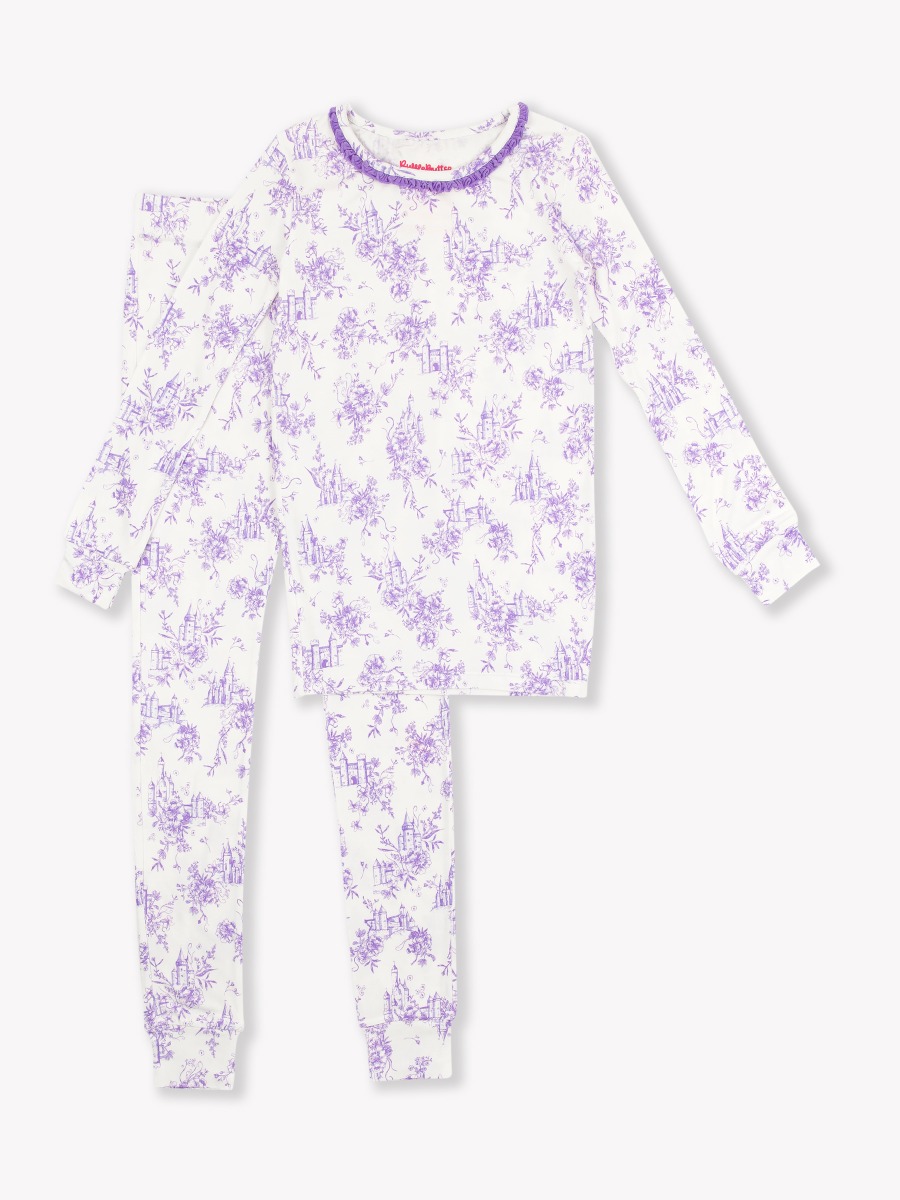 Princess Castle Toile Ruffle Long Sleeve Pajama Set