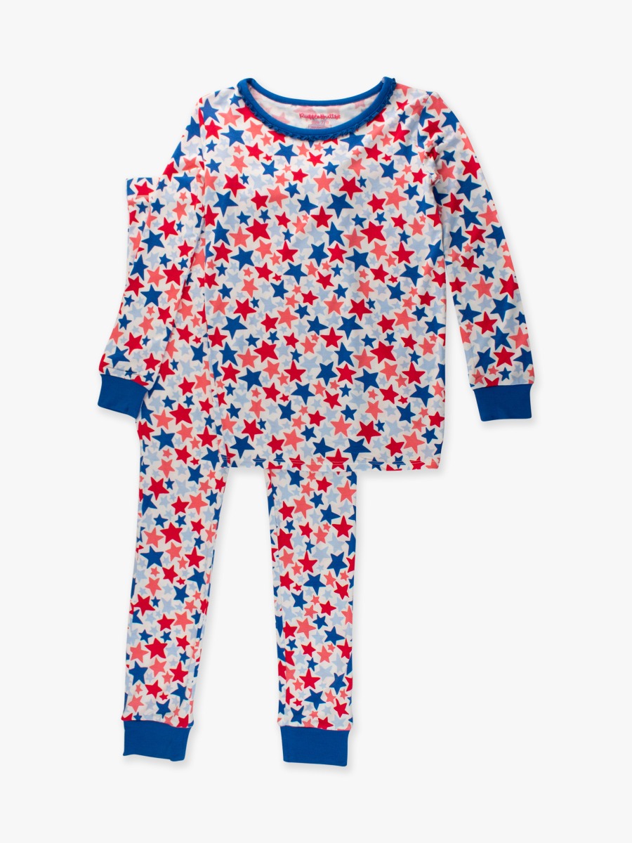 Star-Spangled Ruffle Long Sleeve Pajama Set, Bamboo Viscose