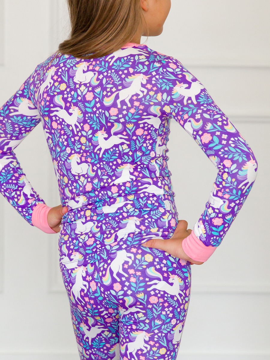 Unicorn Meadow Ruffle Long Sleeve Pajama Set