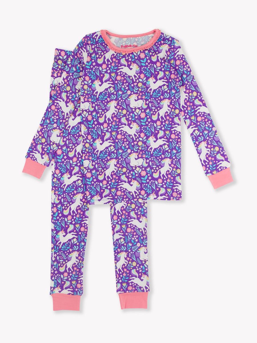 Unicorn Meadow Ruffle Long Sleeve Pajama Set