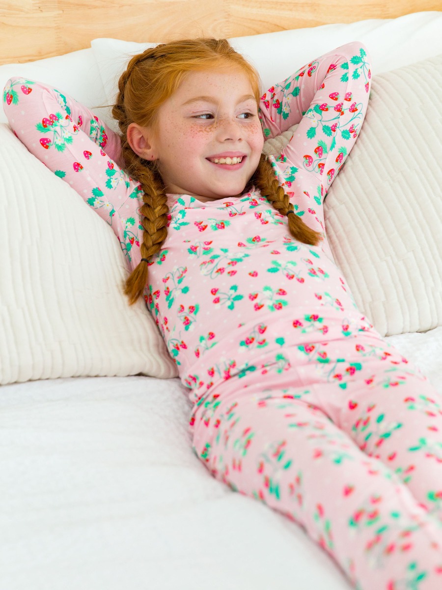 Sweet As Strawberries Ruffle Long Sleeve Pajama Set