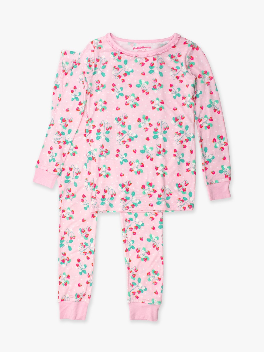 Sweet As Strawberries Ruffle Long Sleeve Pajama Set