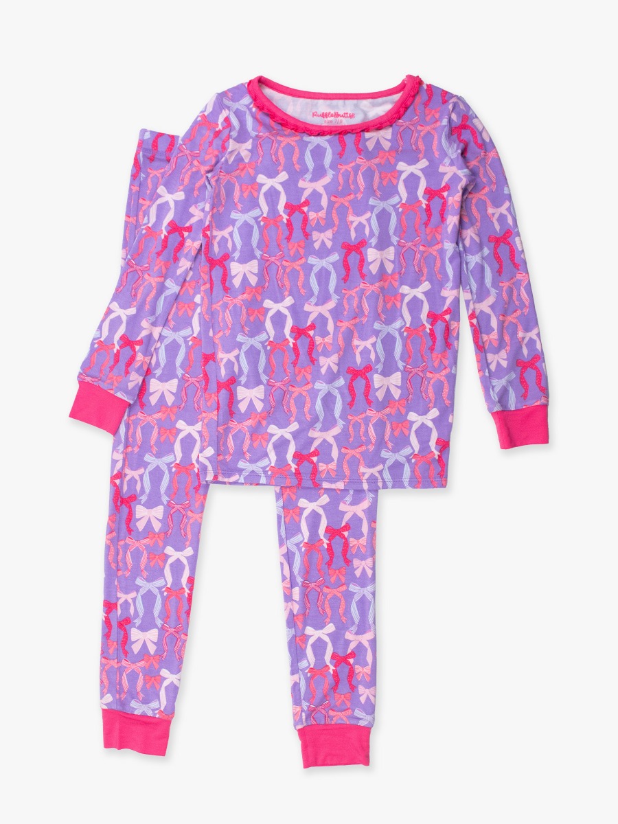 Rosy Ribbons Ruffle Long Sleeve Pajama Set