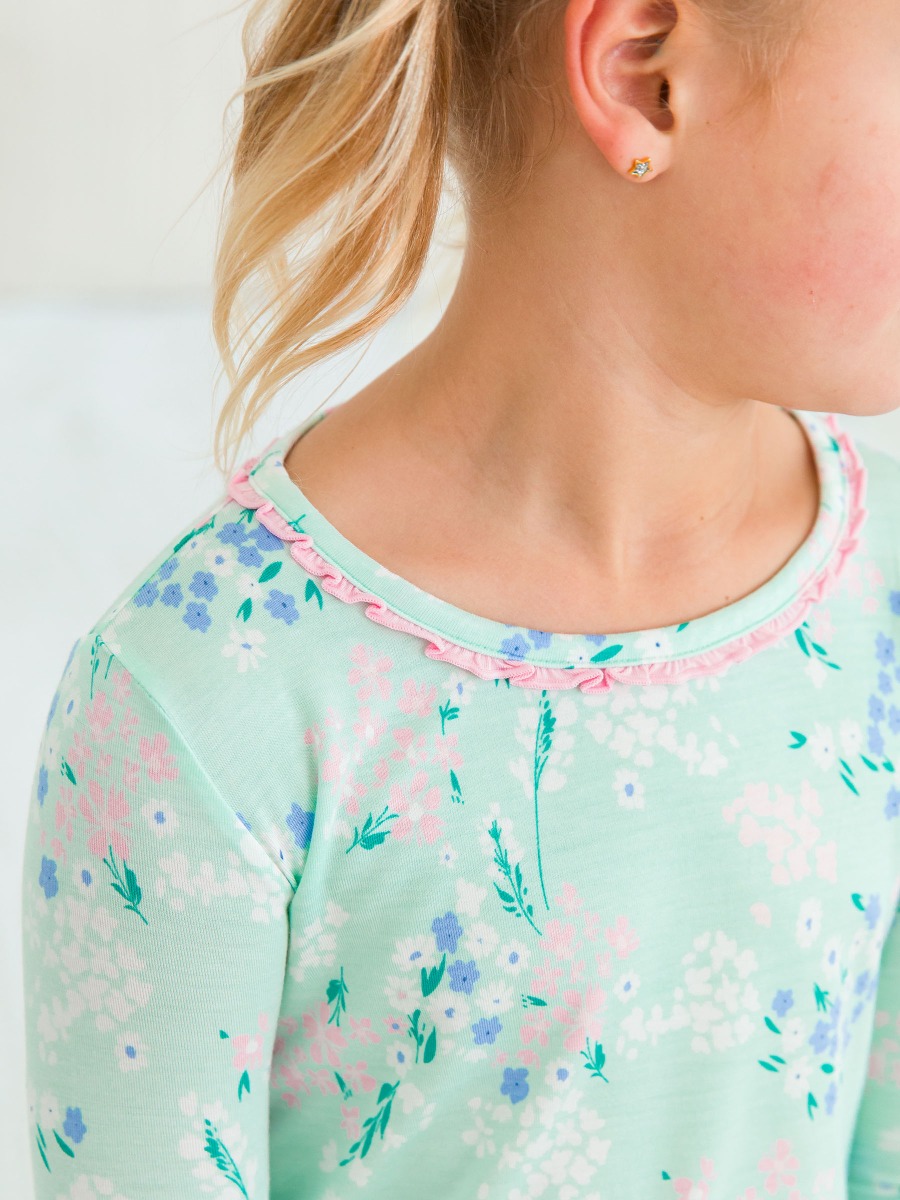 Mint Meadow Ruffle Long Sleeve Pajama Set