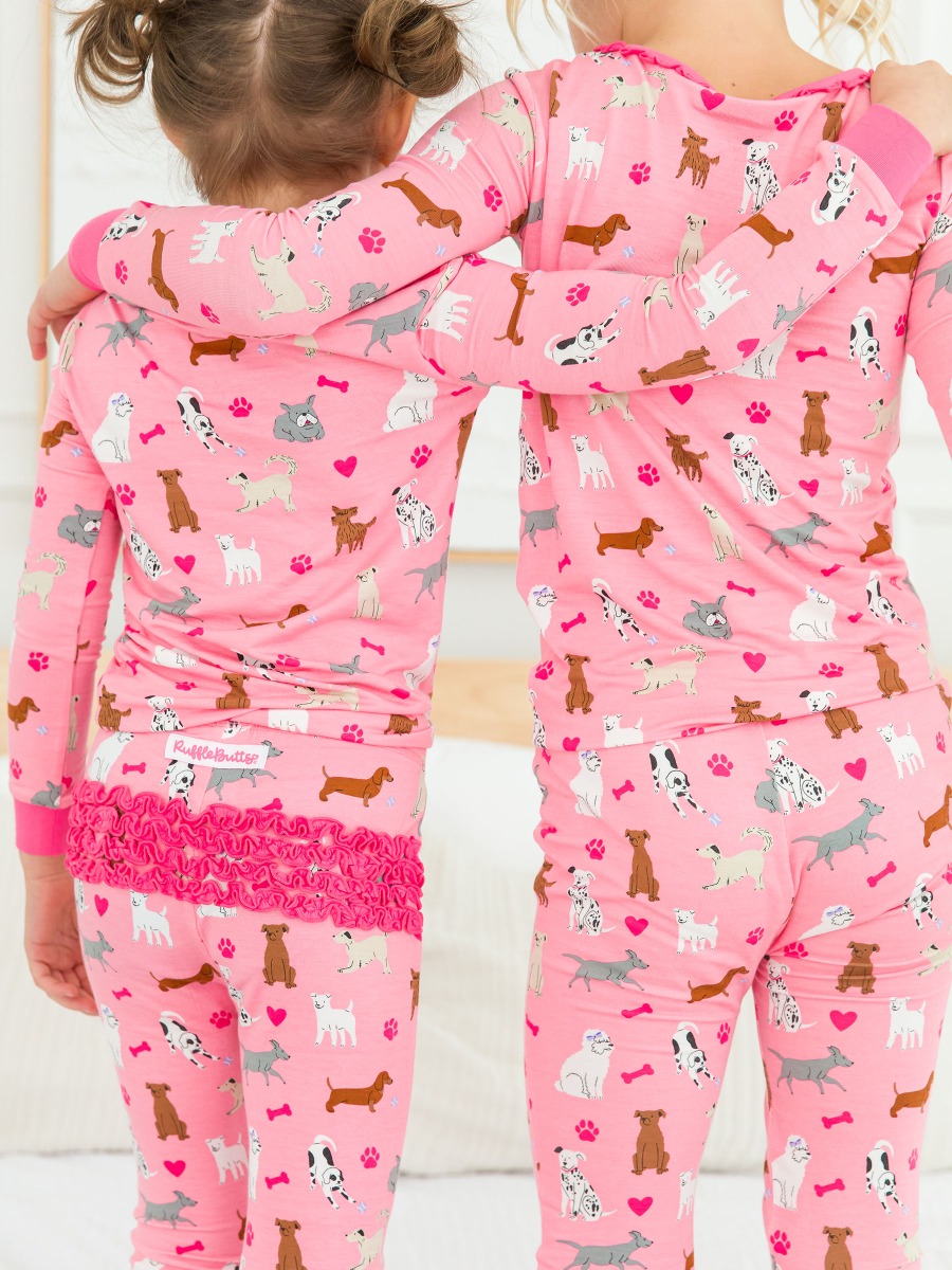 Pink Puppy Playtime Ruffle Long Sleeve Pajama Set
