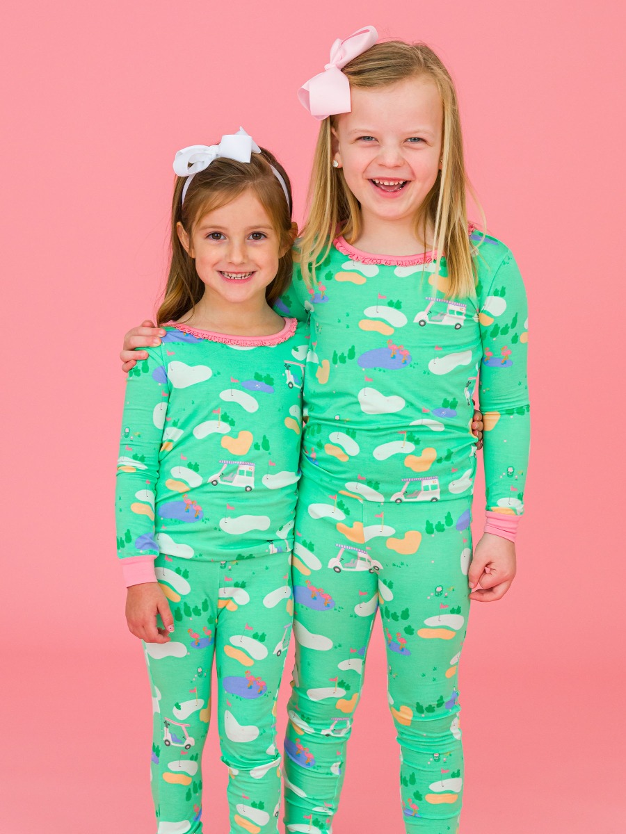 Fairway Flamingo Ruffle Long Sleeve Pajama Set, Bamboo Viscose