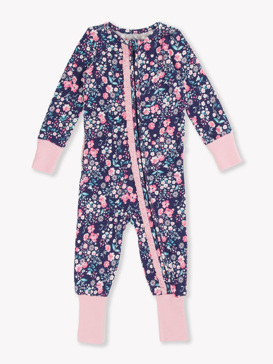 Moonlit Meadow Convertible Ruffle One Piece Pajama, Bamboo Viscose