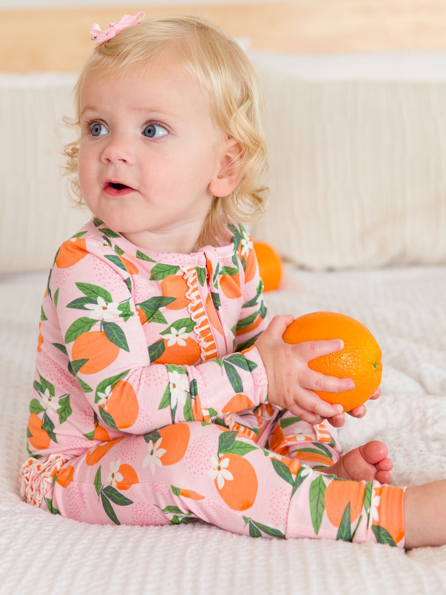 Orange You The Sweetest Convertible Ruffle One Piece Pajama, Bamboo Viscose