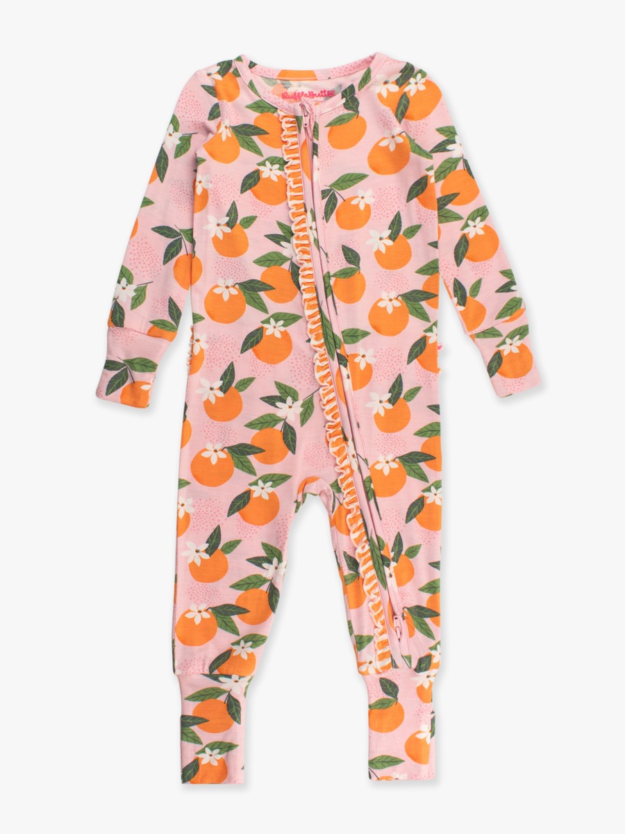 Orange You The Sweetest Convertible Ruffle One Piece Pajama, Bamboo Viscose