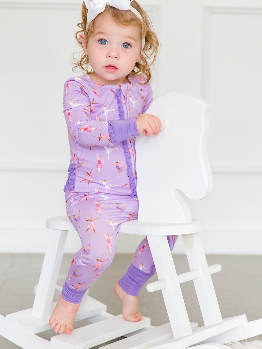 Baby Ballerinas Convertible Ruffle One Piece Pajama, Bamboo Viscose