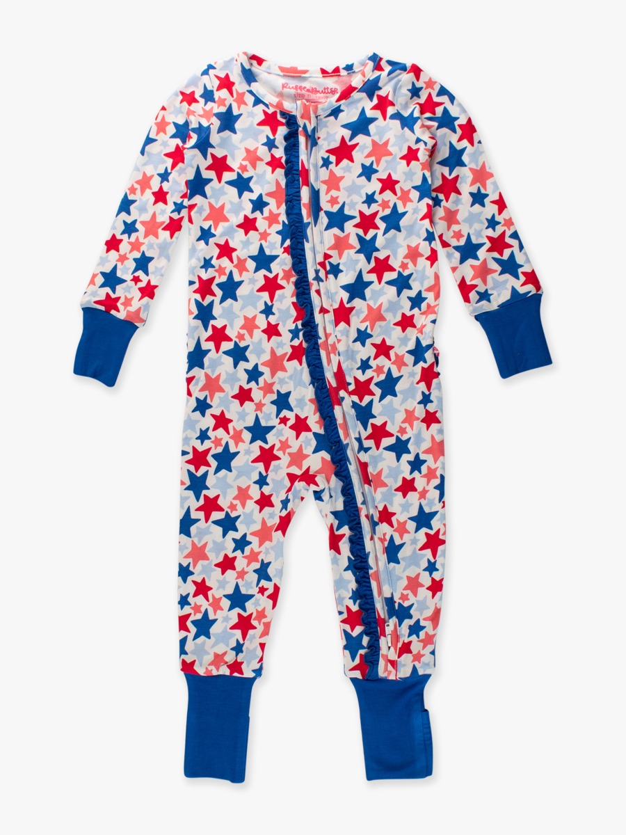 Star-Spangled Convertible Ruffle One Piece Pajama, Bamboo Viscose
