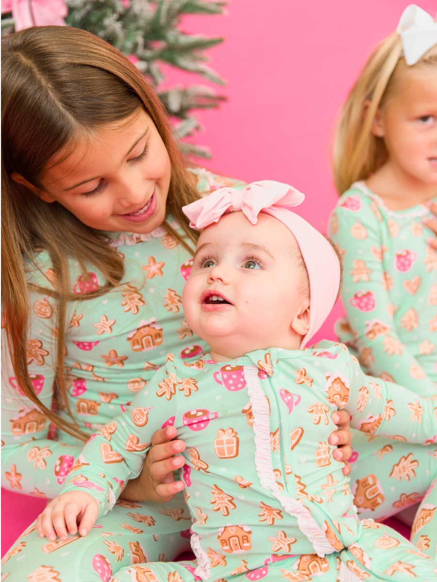 Gingerbread Joy Convertible Ruffle One Piece Pajama, Bamboo Viscose