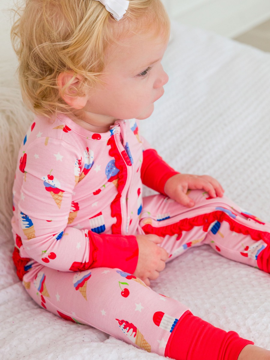 Sweet Freedom Convertible Ruffle One Piece Pajama, Bamboo Viscose