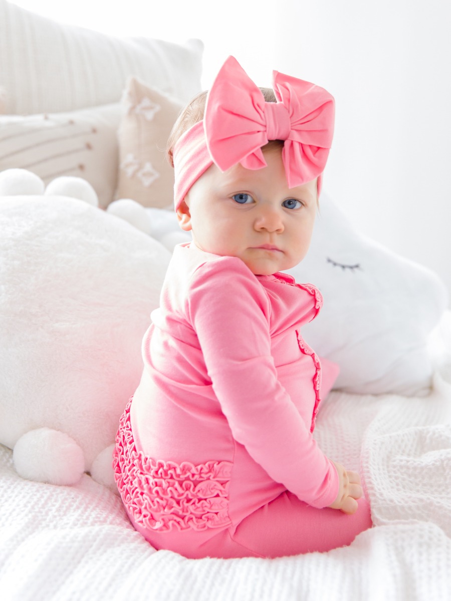 Bubblegum Pink One Piece Footie Pajamas, Modal Blend