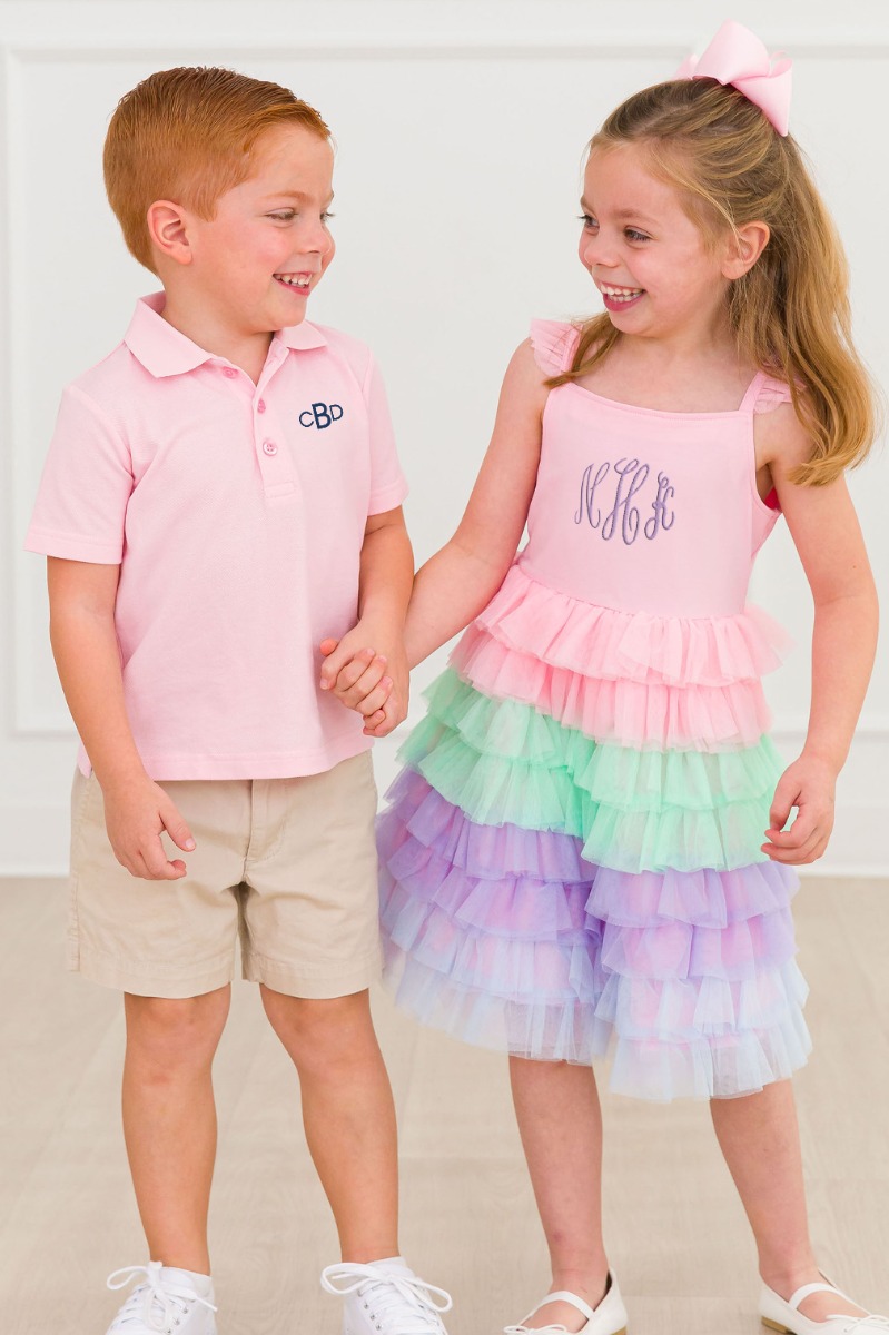 Pink Multicolor Layered Tulle Dress