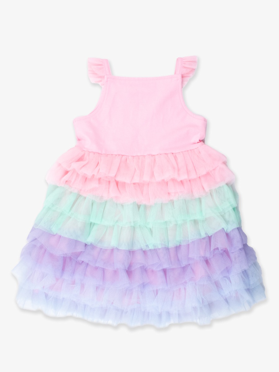 Pink Multicolor Layered Tulle Dress